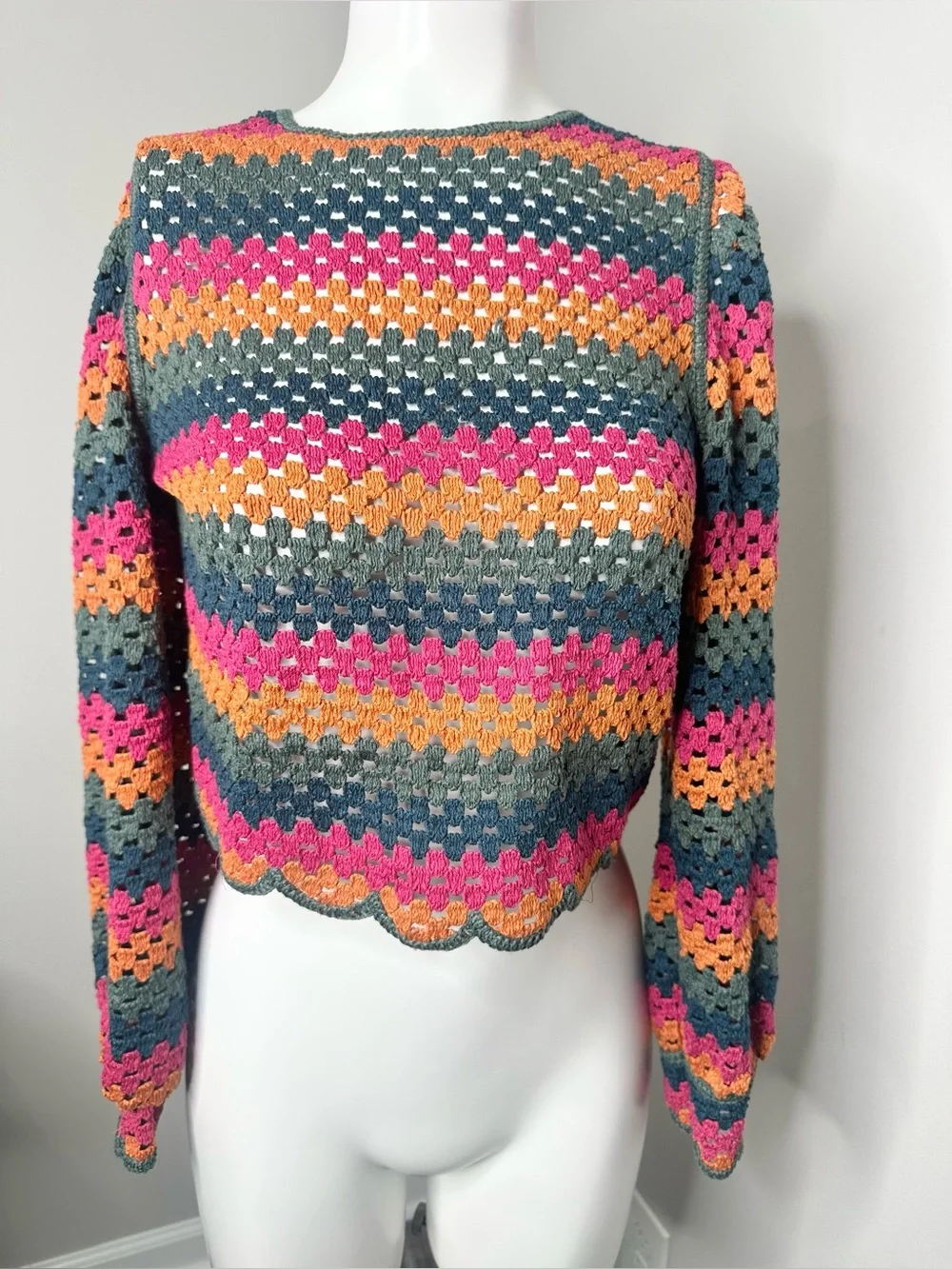 ZARA OPEN BACK CROCHET TOP- L -PRELOVED